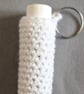 Crochet lip balm holder keychain, bag charm, handmade, keyring accessory - white - Image 3