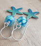 Enamel starfish earrings, Green and Blue, Ocean inspired jewellery - Image 6