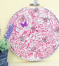 Roses & Bees Embroidery Hooped Decoration 20cm (8”) ready to hang