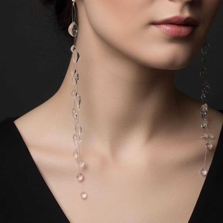 Long Clear Resin Cascading Raindrop Waterfall Earrings