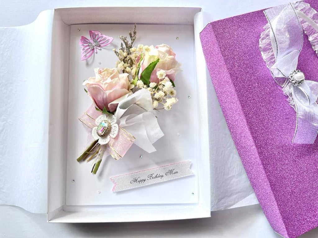 Handmade Personalised Dried Flower Birthday Card C006