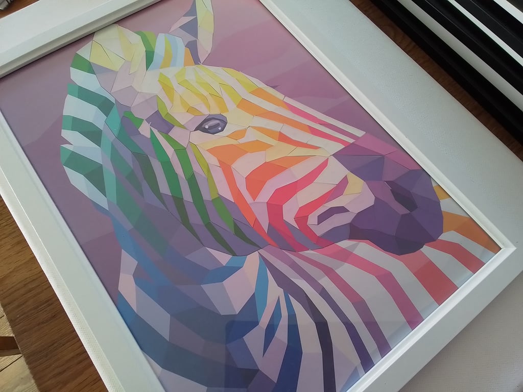 Papercut mosaic zebra picture. Ref 360