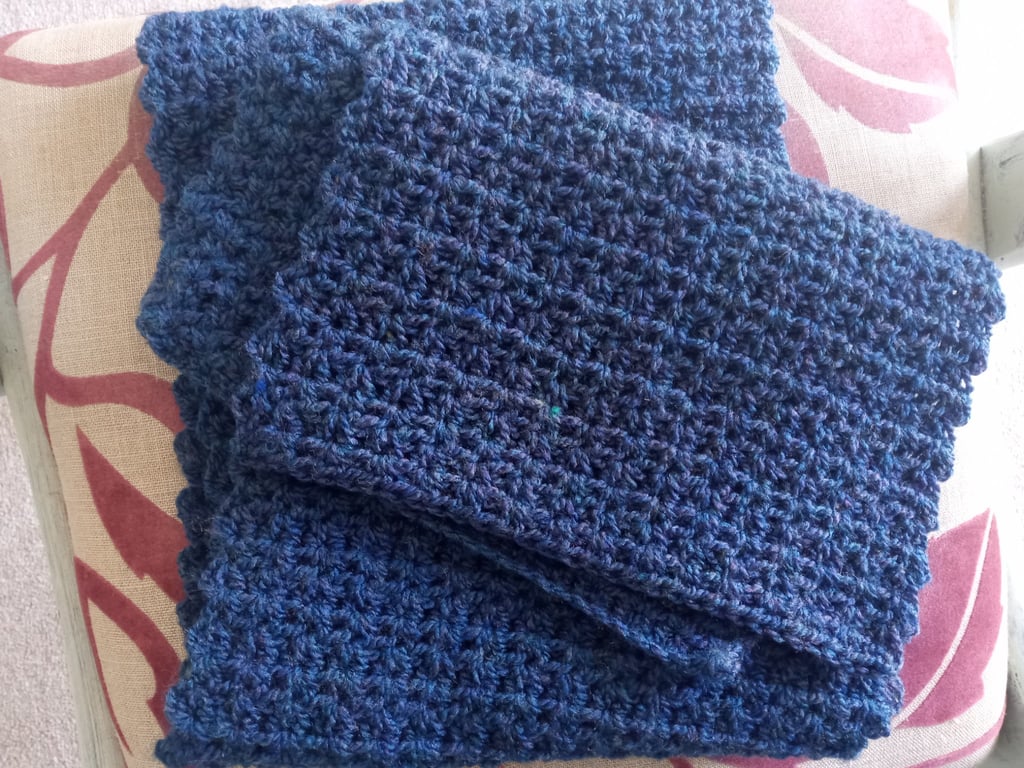 Blue crocheted scarf - Soft crochet scarf -Scarf for all