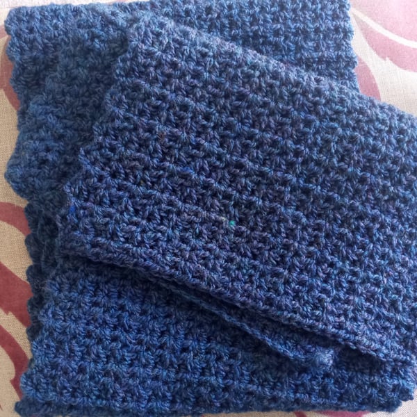Blue crocheted scarf - Soft crochet scarf -Scarf for all