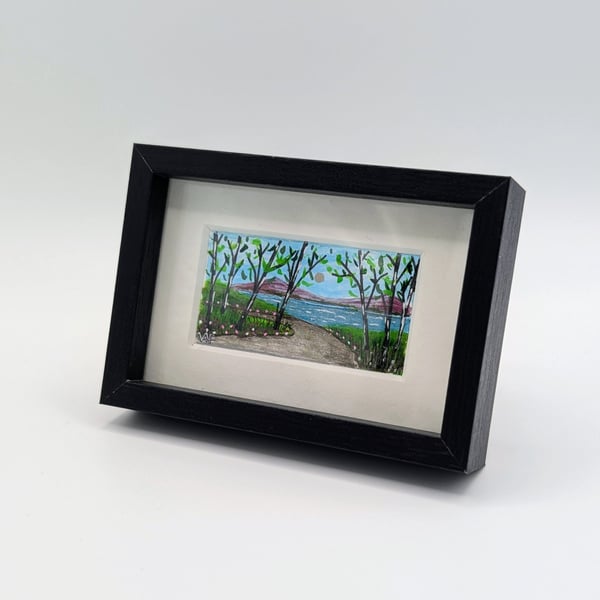 Untitled Framed Miniature Lakeside Painting 