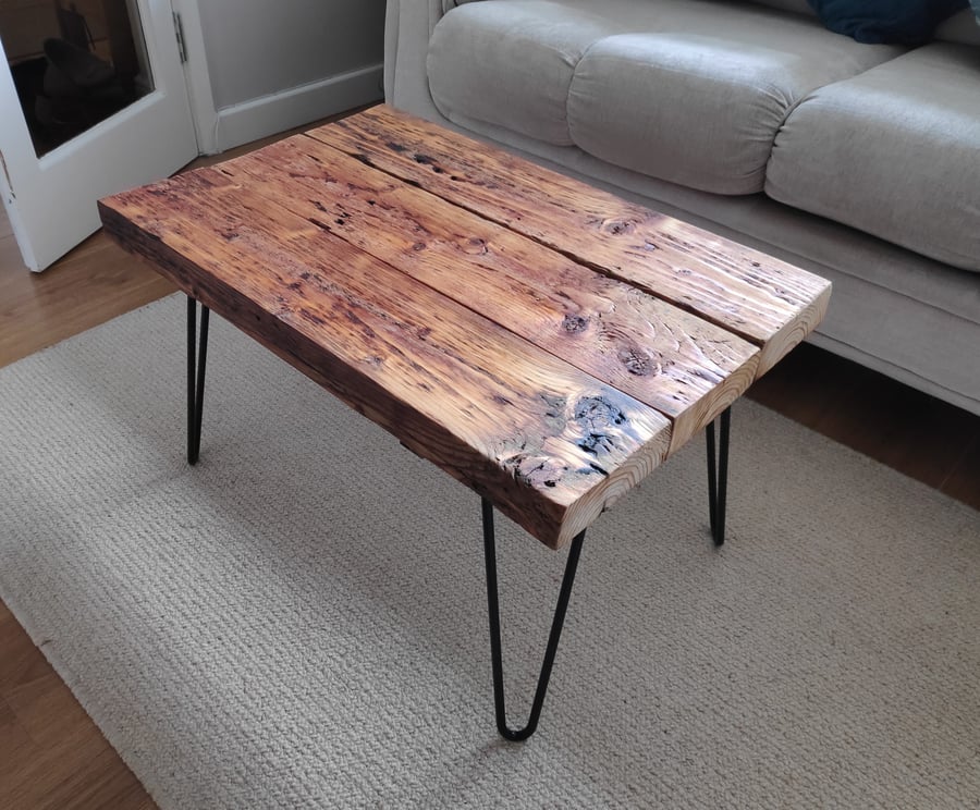 Reclaimed Oak Sleeper Coffee Table - Handmade living room furniture