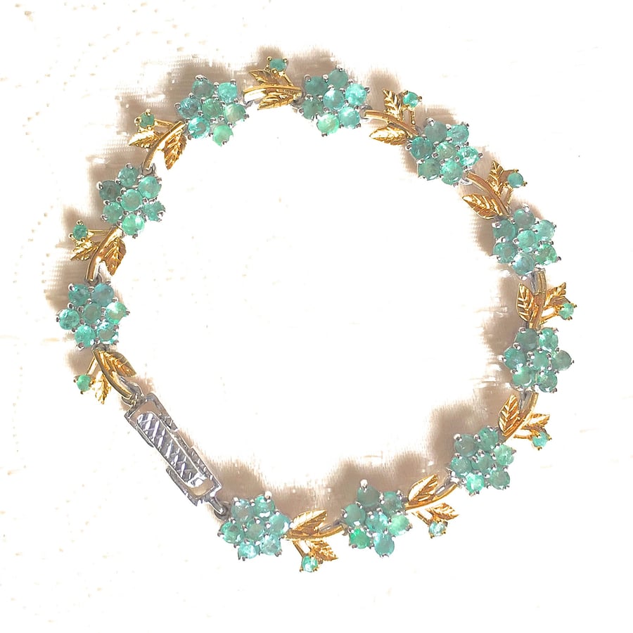 Exquisite Emerald Floral Clusters Foliate Garland Bracelet 