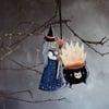 Christine the witch Halloween hanging decoration, double sided, made from wood