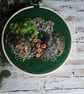 Hand embroidered mossy wall art
