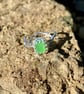 Kelly Green Double Wave Sea Glass and Sterling Silver Ring- Size R - 1363