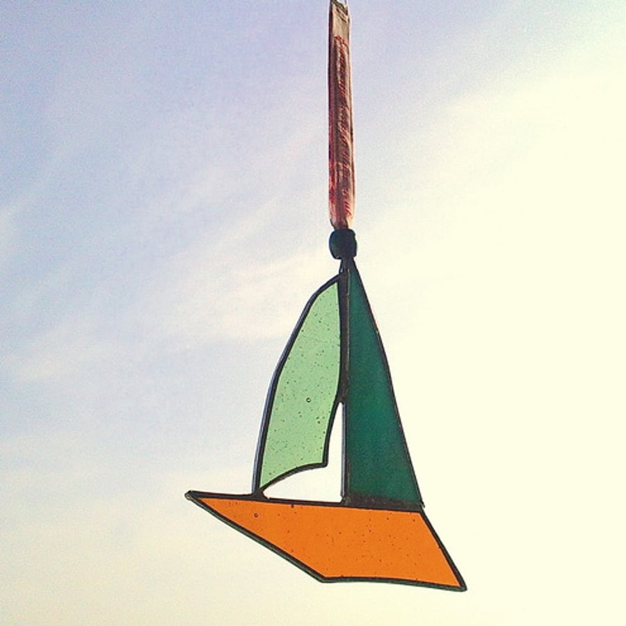 Stained Glass Boat Suncatcher