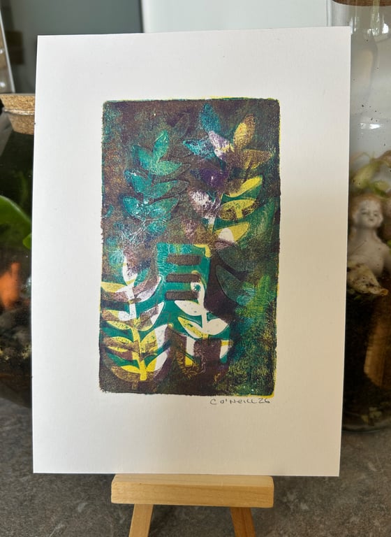 Garden Chair - Greens and Purple - Monoprint 