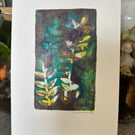 Garden Chair - Greens and Purple - Monoprint 