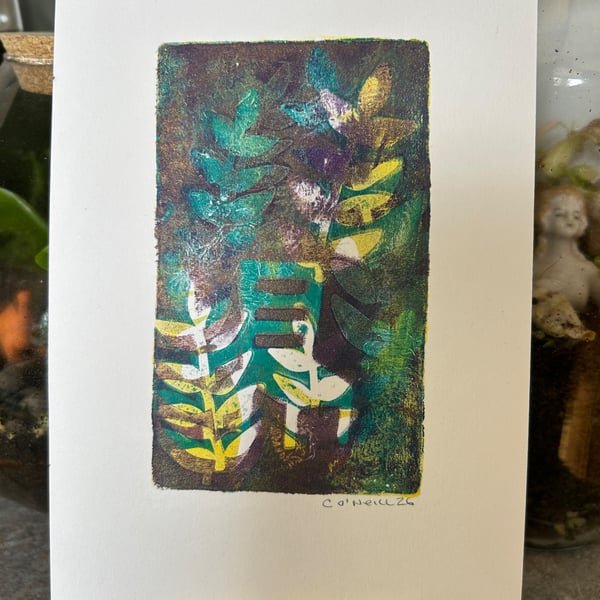 Garden Chair - Greens and Purple - Monoprint 