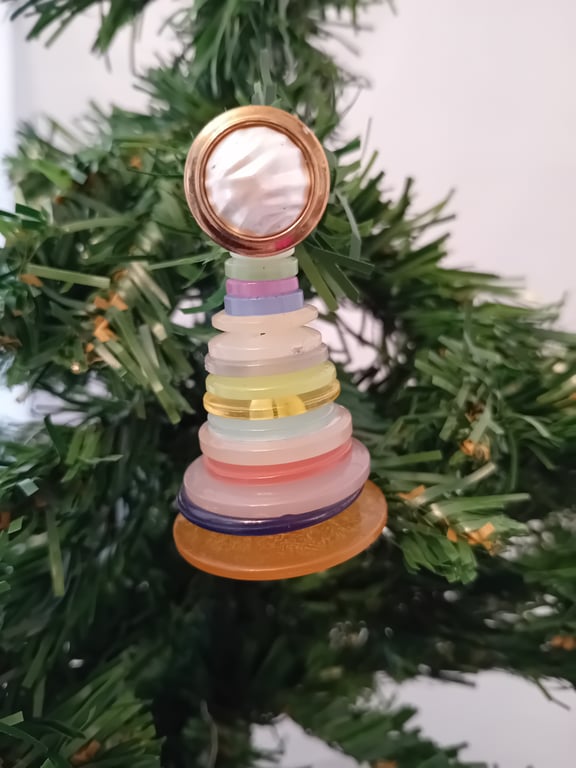 Pastel Button Christmas Tree Decoration