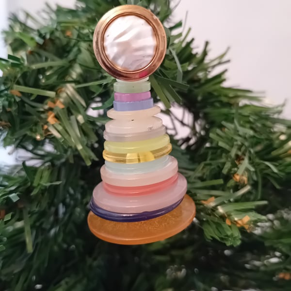 Pastel Button Christmas Tree Decoration