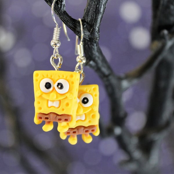 SpongeBob SquarePants Dangling Earrings, Cute Kawaii Earrings,