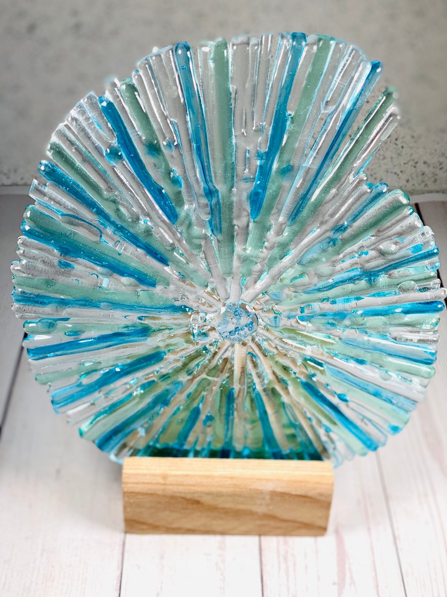 Ammonite - fused glass sculpture 