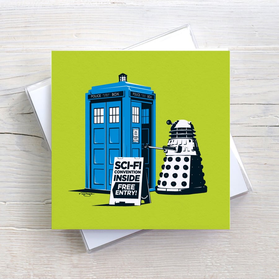 Dr Who Funny Geeky Blank Greetings card