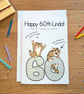 Funny Cat 60th Birthday Card, Sarcastic Feline Milestone Card, A5 Personalised