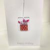 Special birthday card- fused glass flower pot keepsake 