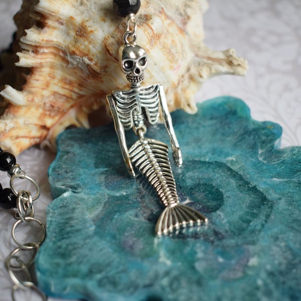 Gothic Skeleton Mermaid Necklace
