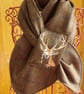 Tweed embroidered neck warmer or scarf fleece lining fox stag or pheasant 