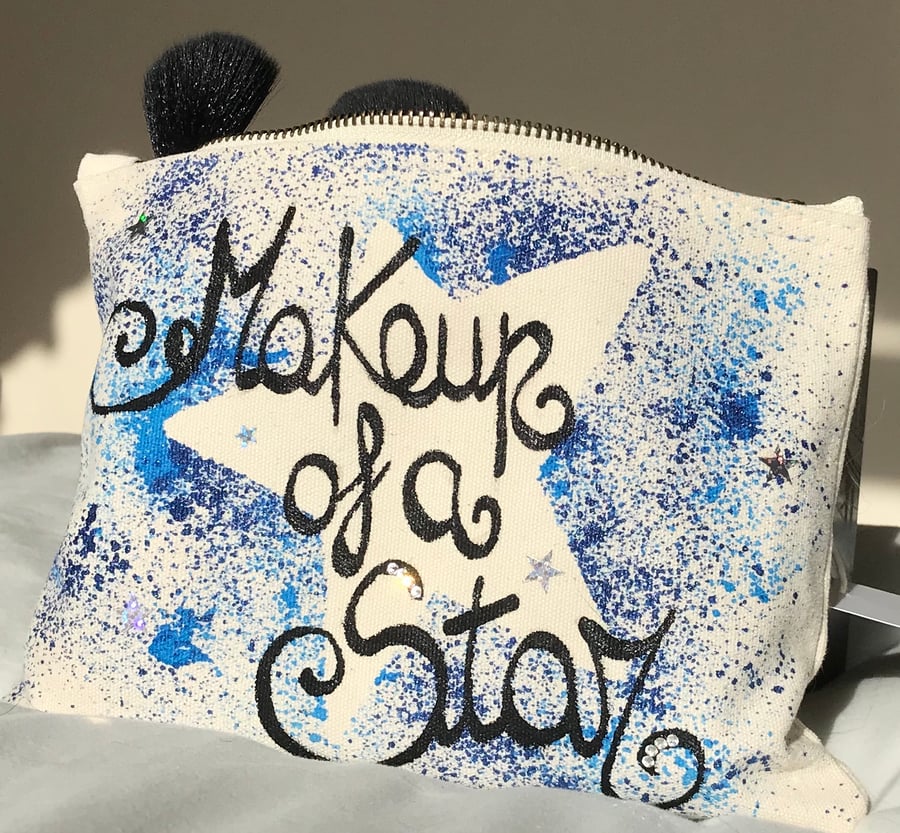 MAKEUP OF A STAR MAKEUP BAG WITH SWAROVSKI CRYSTALS - GIFT FOR MAKEUP LOVER
