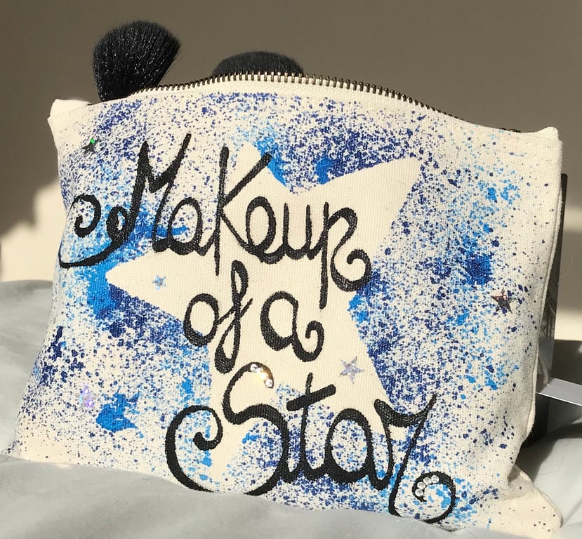 MAKEUP OF A STAR MAKEUP BAG WITH SWAROVSKI CRYSTALS - GIFT FOR MAKEUP LOVER
