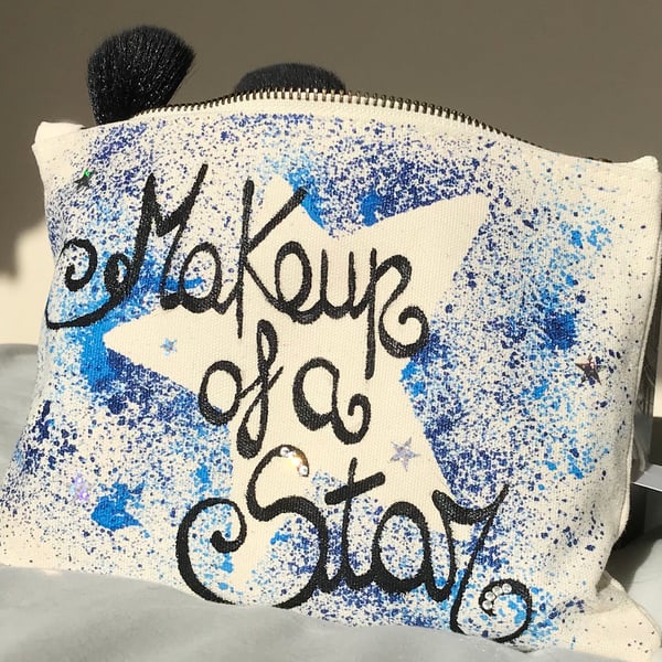 MAKEUP OF A STAR MAKEUP BAG WITH SWAROVSKI CRYSTALS - GIFT FOR MAKEUP LOVER