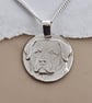 Rottweiler Coin Pendant Necklace Recycled Sterling Silver