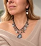 Handmade Natural Lace Agate Statement Necklace