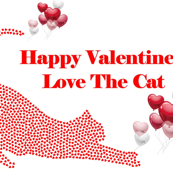 Valentine's Day Card Love The Cat A5