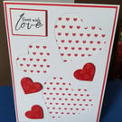 Handmade Valentines Card Red White Heart Design