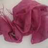 Pink Scarf Nuno felted on silk gauze