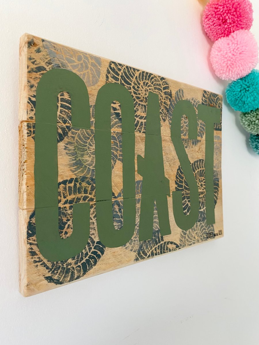 Ammonite Wooden Sign - COAST