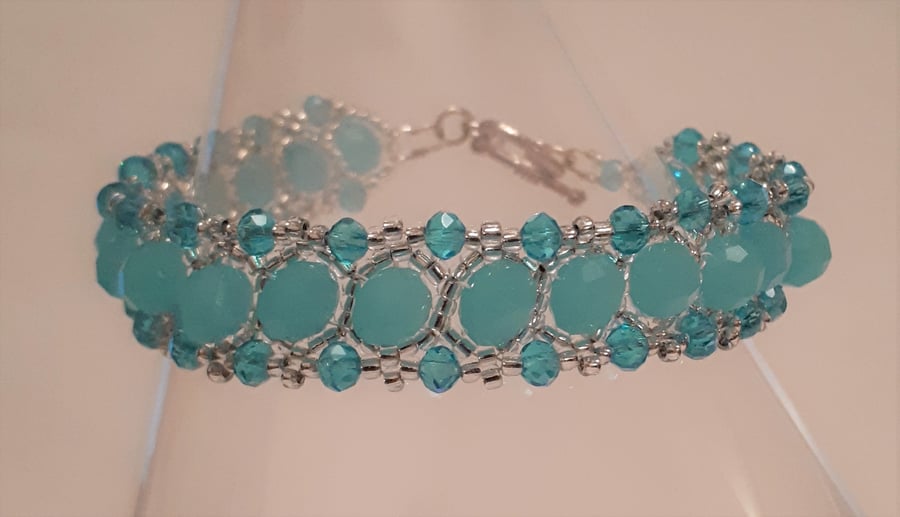 Pale turquoise Crystal bracelet   