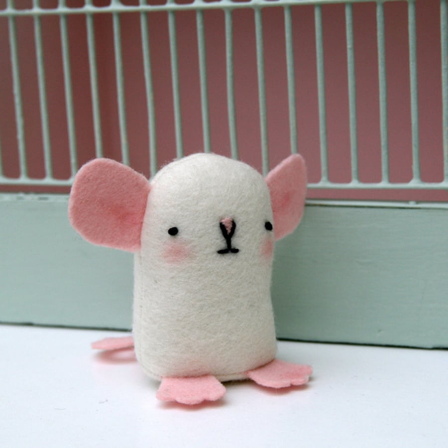 Cute little wool felt squeaker mouse