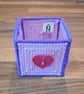 Medium container for office items - purple, pink pattern with heart charm - Image 1