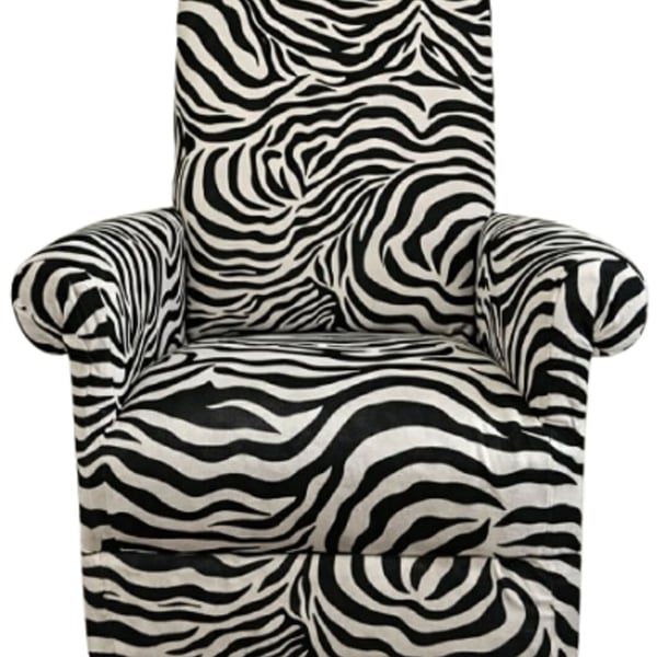 Zebra Fabric Adult Chair Armchair Black White Striped Accent Hide Small Fireside