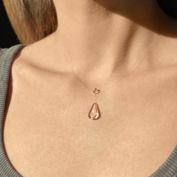 Invisible String Raindrop Necklace
