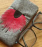 Padded glasses case wool fabric sheep embroidery 