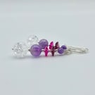 Crackle Quartz, Amethyst & Crystal Earrings, February Birthday, Anniversary Gift