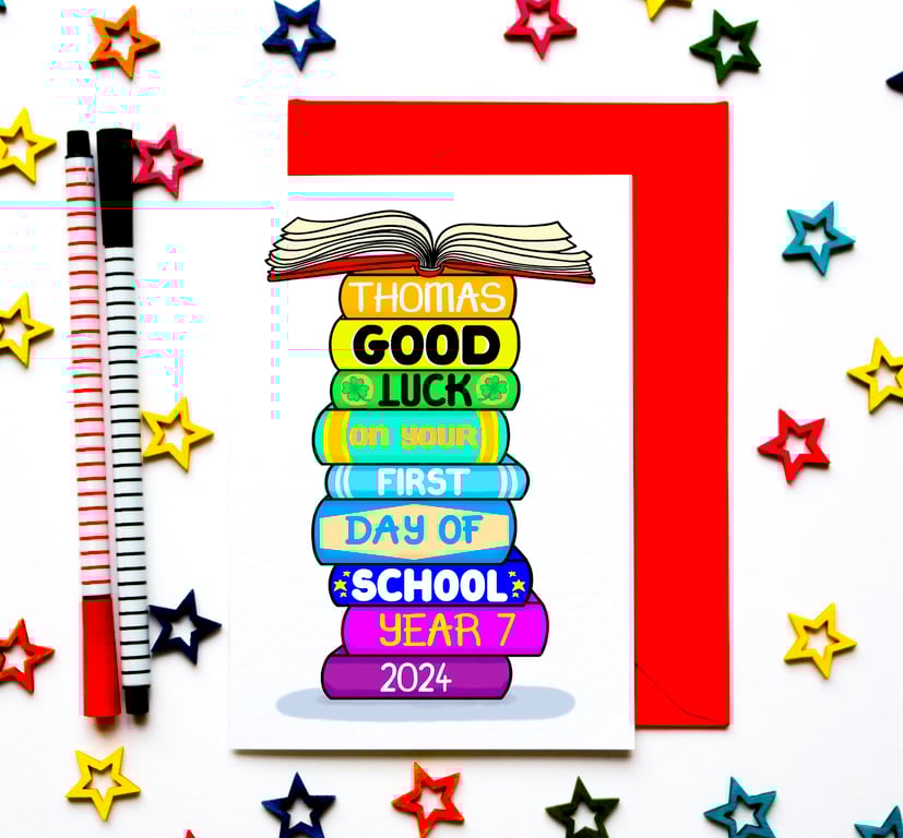 Personalised Back To School Good Luck Card For Daughter, Son, Grandchild, Niece
