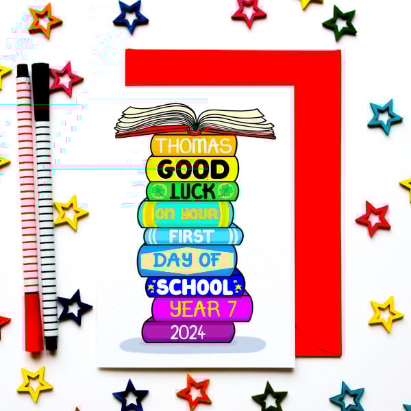 Personalised Back To School Good Luck Card For Daughter, Son, Grandchild, Niece