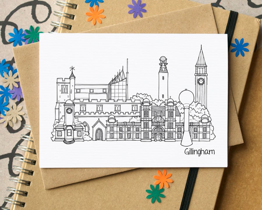 Gillingham Kent Skyline Greetings Card