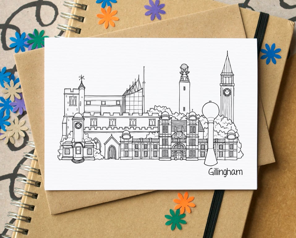 Gillingham Kent Skyline Greetings Card