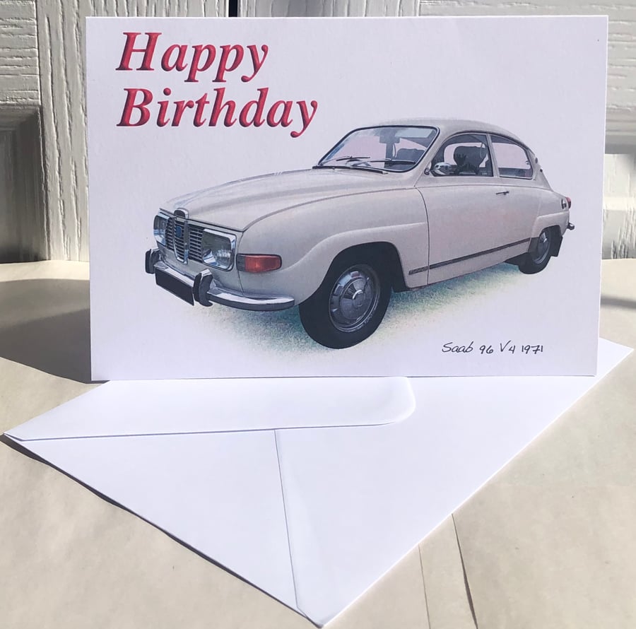 Saab 96 V4 1971 - Birthday, Anniversary, Retirement or Plain Card