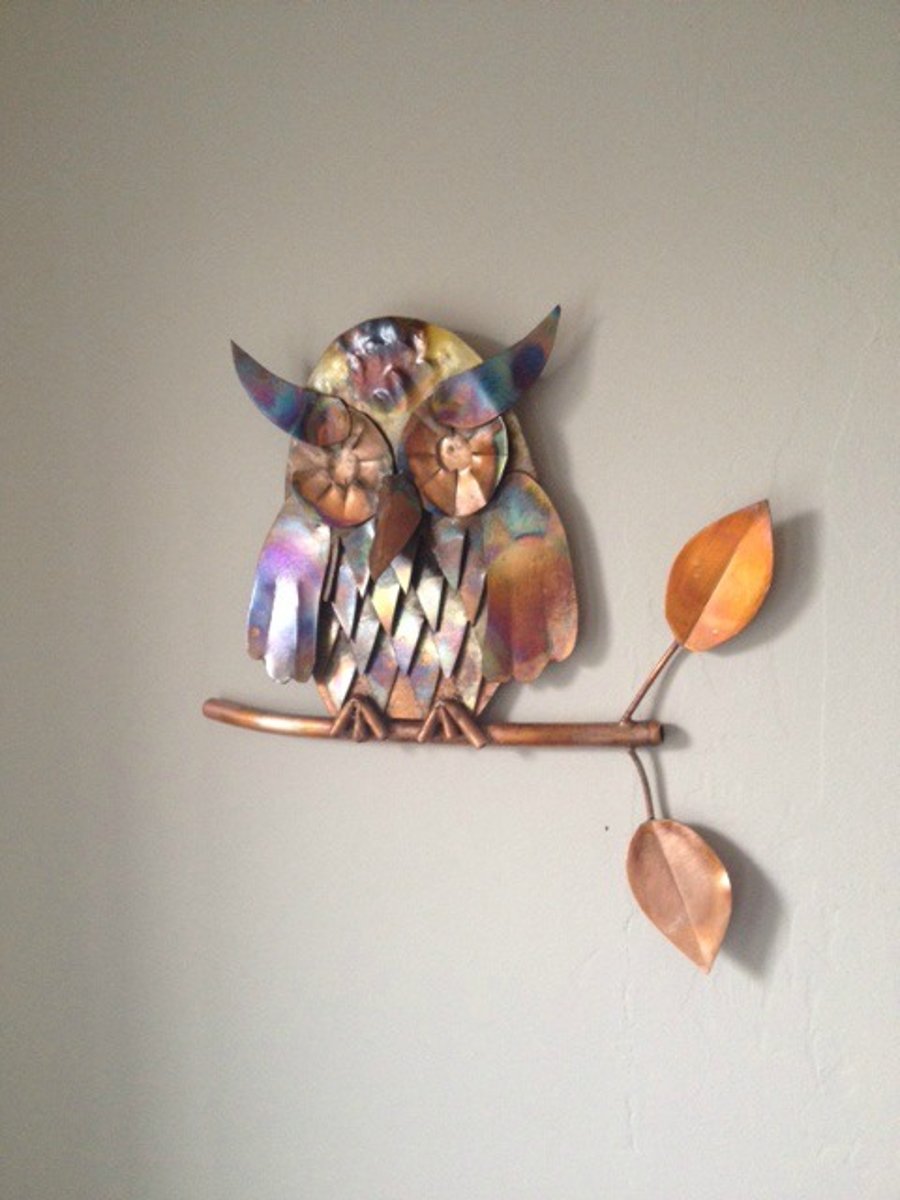 Copper owl wall hanging