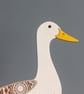 Standing Wooden White Duck Decoration Ornament - Etched and Hand Painted - Image 4